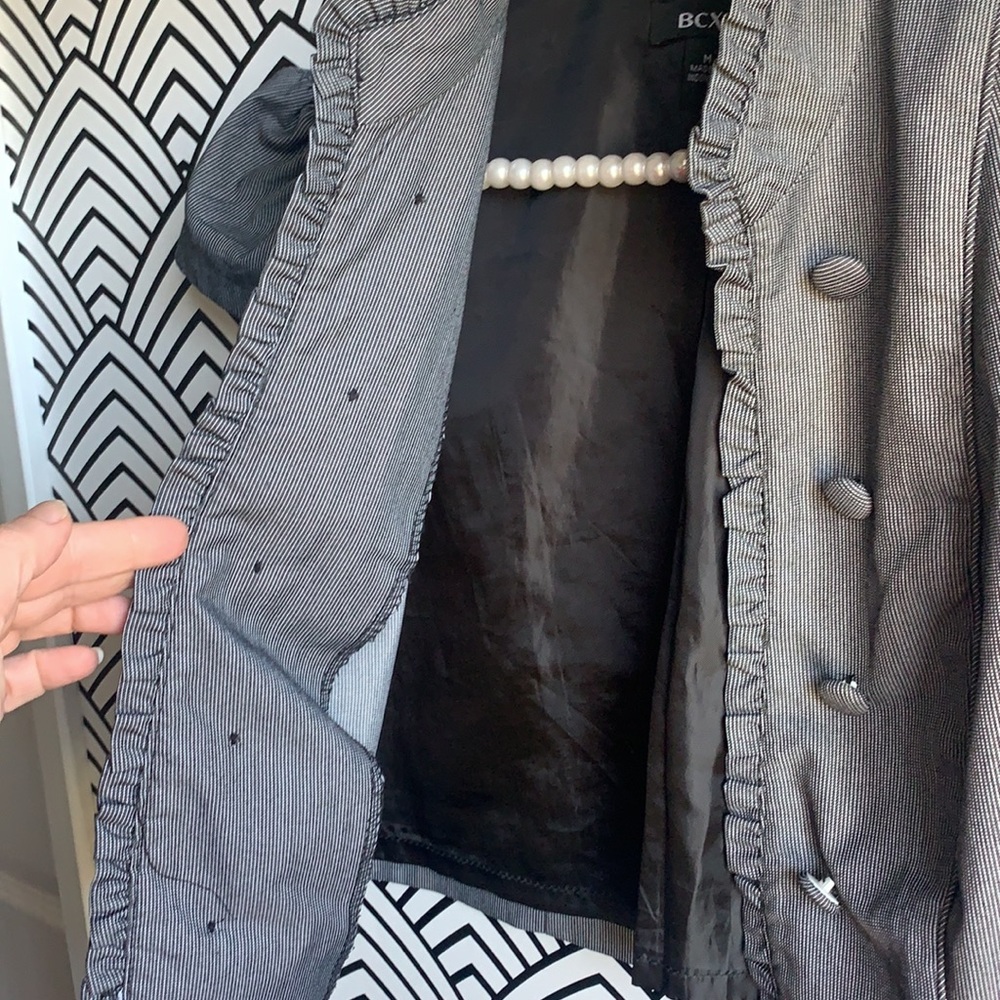 Vintage top vest overcoat charcoal Pin stripe Y2k 2000s bcx office siren - Picture 5 of 7